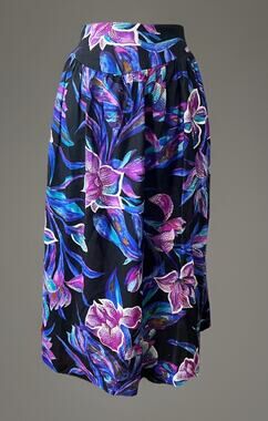 90s High Waist Midi Skirt Day Glo Lily Bloomcore Fairycore size Small